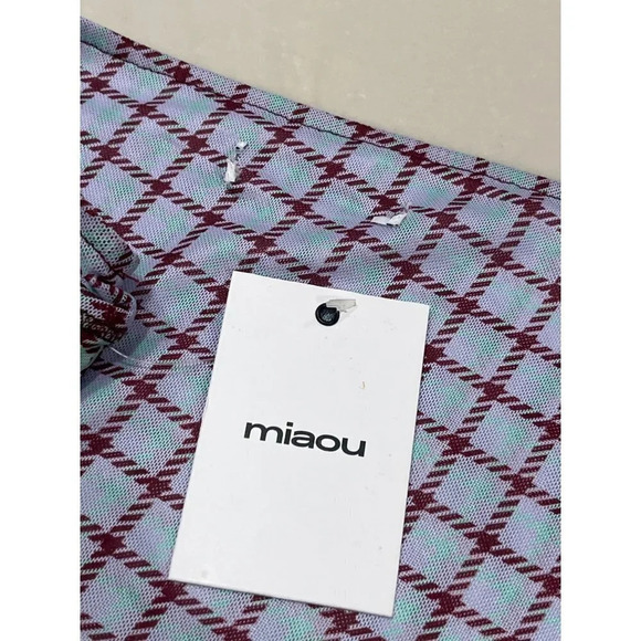 MIAOU Sienna Skirt in Bristol Plaid Small New Womens Sheer Midi Mesh - Picture 8 of 16